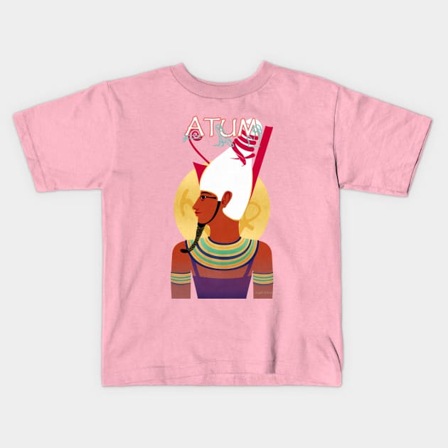 Atum (Atum-Ra) - Egyptian Sun God Kids T-Shirt by Art by Angele G